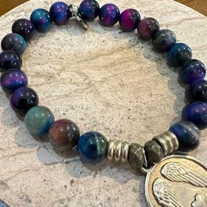 T Jazelle indigo tigers eye angel wings bracelet
